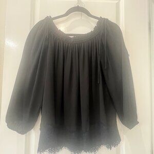 Loft Black Blouse with lace bottom